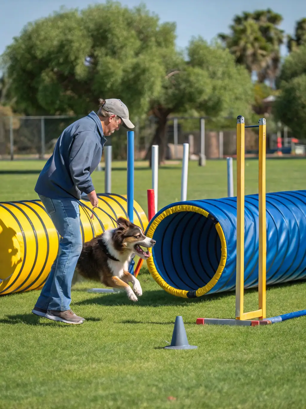 A sighthound gracefully leaping over a hurdle during a training session at SRCL, showcasing the agility and precision developed through the training programs.
